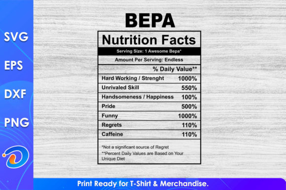 Bepa Nutrition Facts Father’s Day SVG