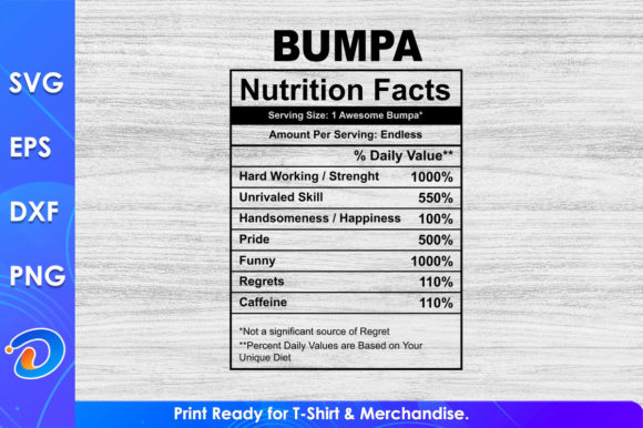 Bumpa Nutrition Facts Father’s Day SVG Graphics