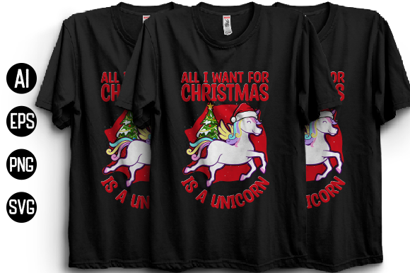 Christmas Unicorn T-shirt Design