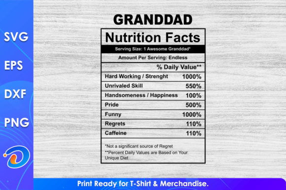 Granddad Nutrition Facts Father’s Day SVG Graphics