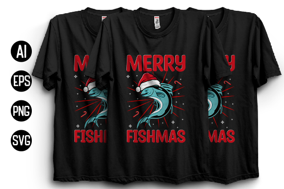 Merry Fishmas, Christmas Fishing T-shirt