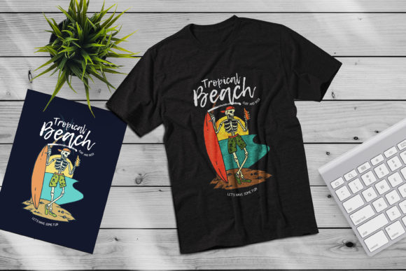 T-Shirt Design for Skull Surf and Beer: Graphics & Print Templates