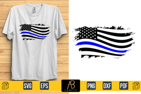 Thin Blue Line Flag T Shirt Design: Graphics & Print Templates