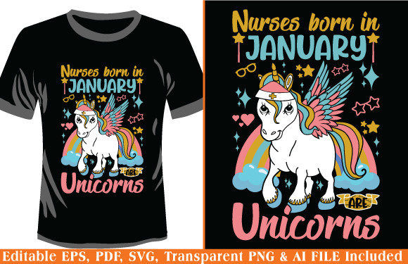 Unicorn T-Shirt Design Nurses Born Graphics